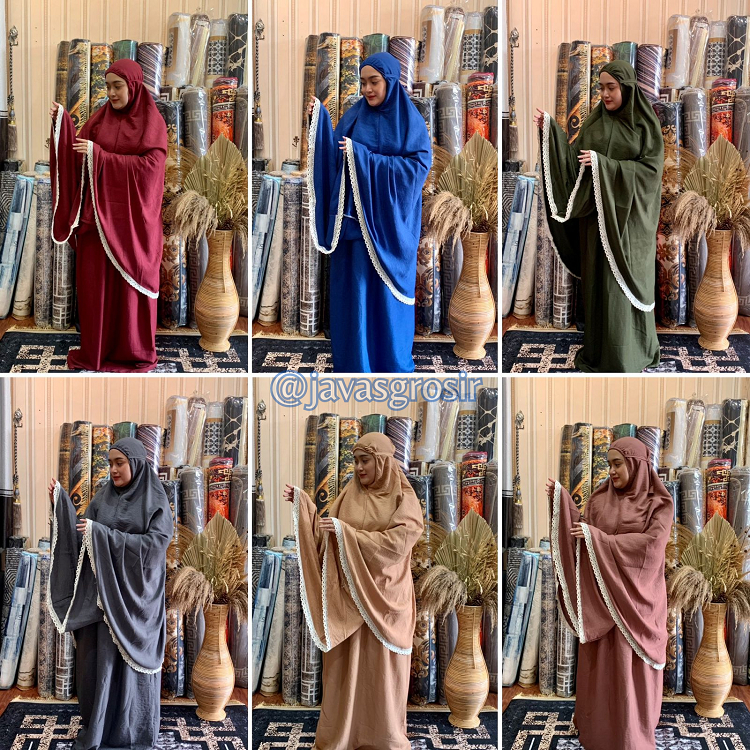 Mukena Dewasa Polos Cringkel Mukena Traveling Renda