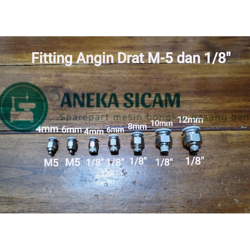 Fitting Angin PC Drat M5"-1/8"-1/4"/Fitting pneumatik