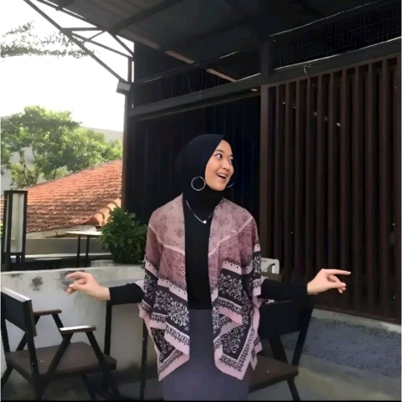Outer Scarf Atasan Wanita Kekinian Voal Motif Outwear Kondangan Best Seller