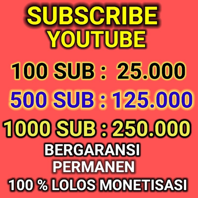 SUBSCRIBE YOUTUBE MONETISASI PERMANEN