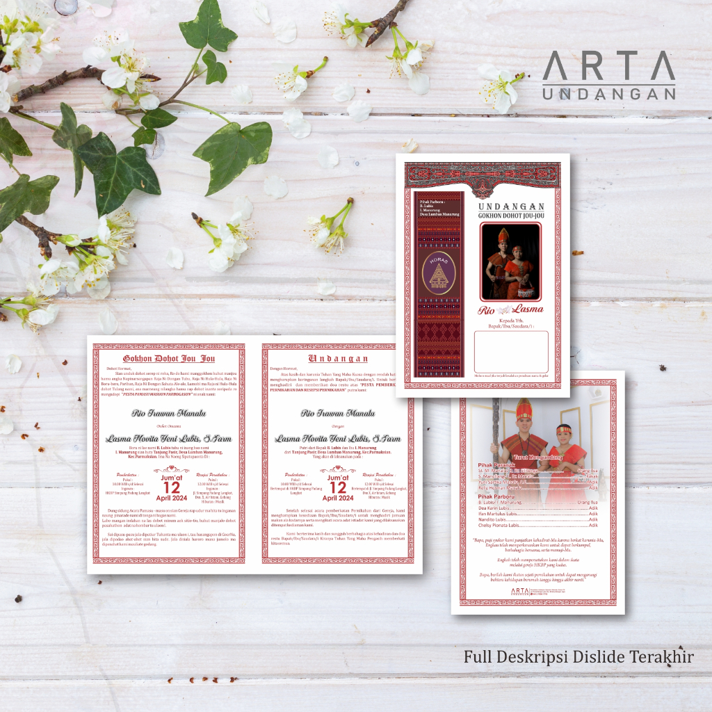 Undangan KHAS BATAK MURAH Bisa Order Sedikit dan Dibagi Pihak PARANAK dan PARBORU Estetik Kekinian F