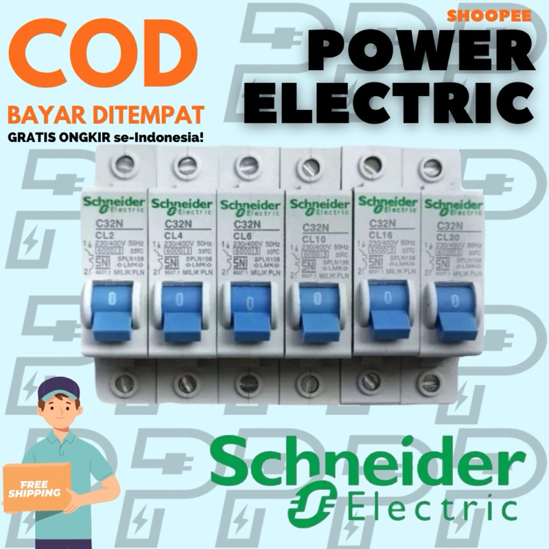 MCB SCHNEIDER PLN BIRU PLN 1P 1PHASE 1 PHASE 2A 4A 6A 10A 16A 20A 25A 35A Ori