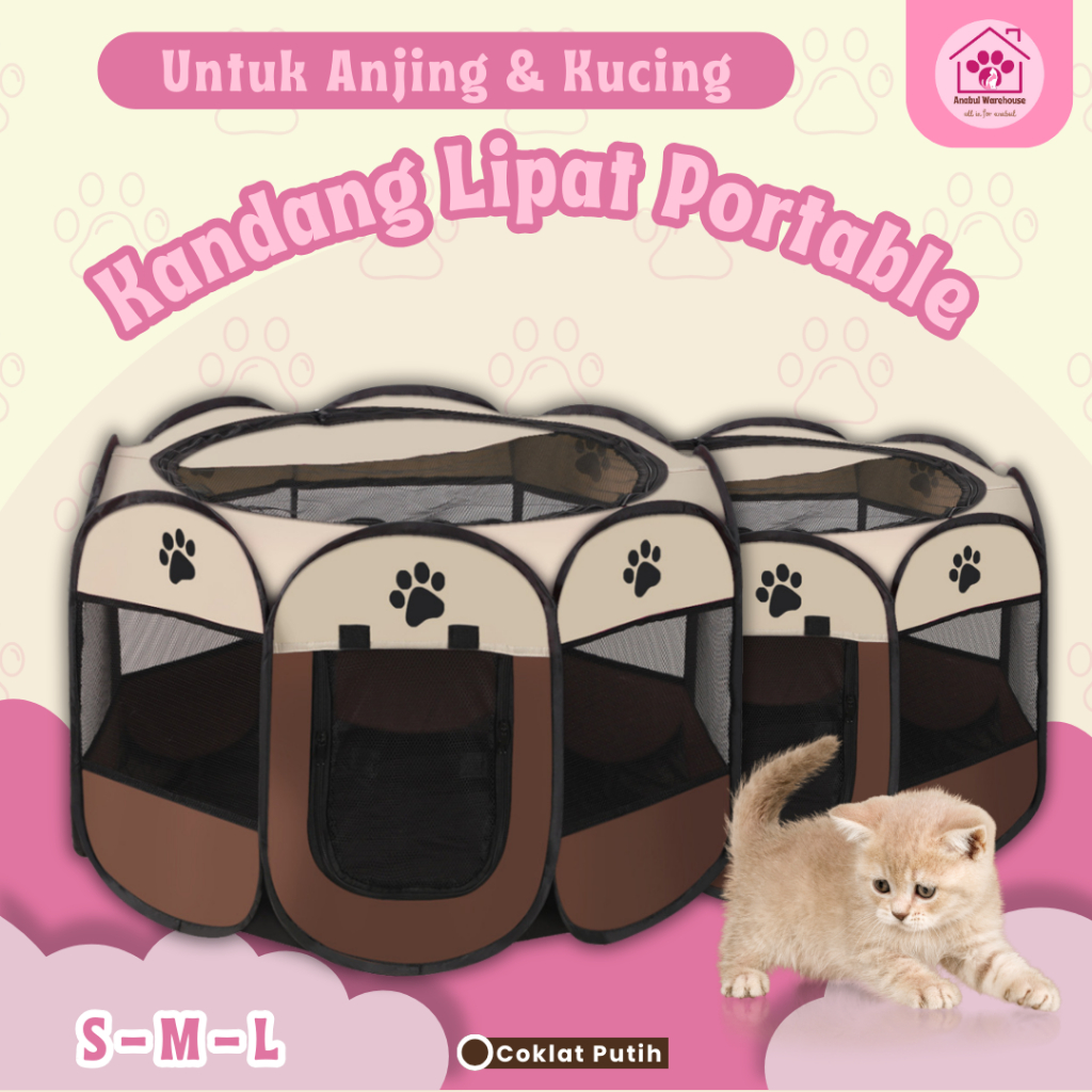 Artavela45 Kandang Kucing Lipat/Kandang Kucing Anjing Portable Jumbo Muat Kucing Besar Dan Anak
