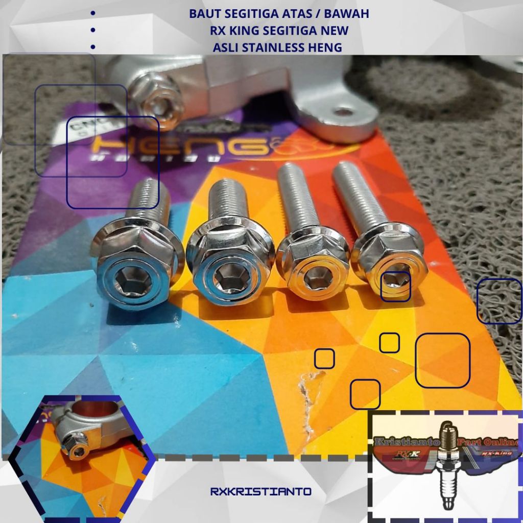 BAUT SEGITIGA ATAS BAWAH HENG PROBOLT RX KING RXKING ASLI STAINLESS STENLIS