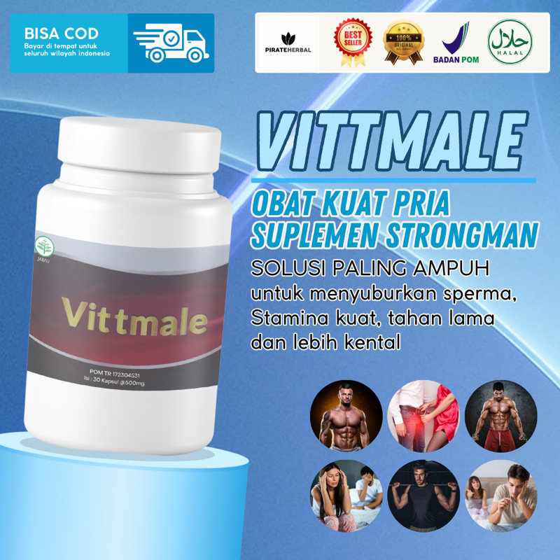 VITTMALE Obat Kuat Kejantanan Pria Strongman isi 30 Kapsul - Asli Vittmale Suplemen Stamina Pria Tan