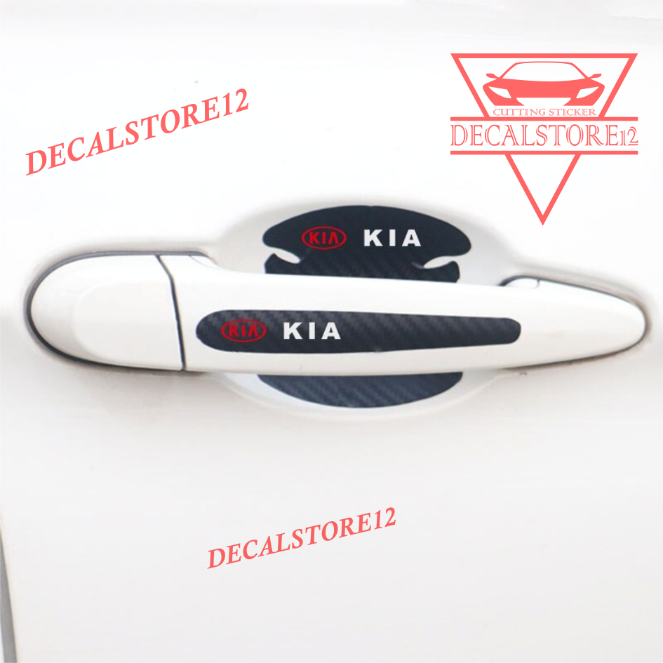 8pcs stiker carbon handle pintu mobil kia stiker pelindung handle pintu mobil dari goresan
