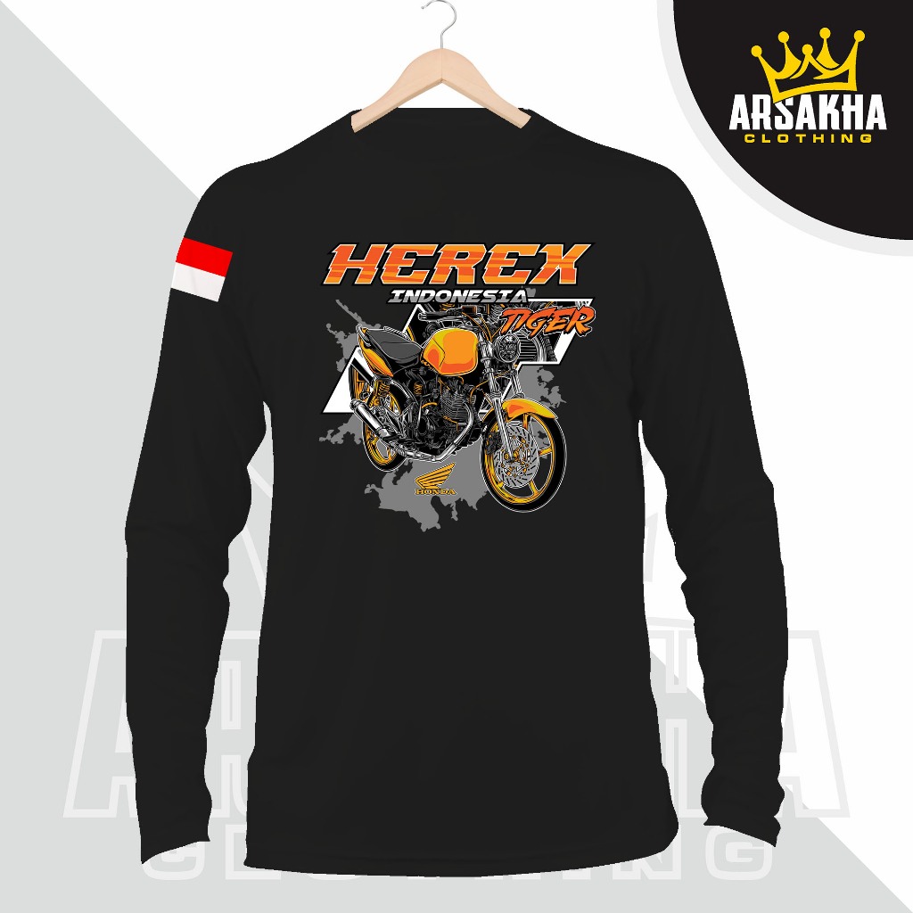 Kaos Lengan Panjang Tiger Herex Indonesia Terbaru Baju Distro Katun Combed 30s - Arsakha Clothing