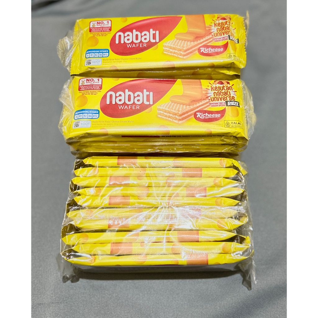 

Nabati Richeese Wafer Krim Keju kemasan 1pack isi 10pcs 17/16g