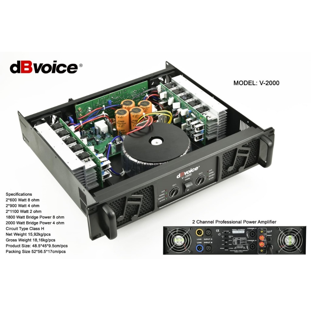 Power Amplifier DB VOICE V2000 | V 2000 Class H 2 x 600 Watt Original