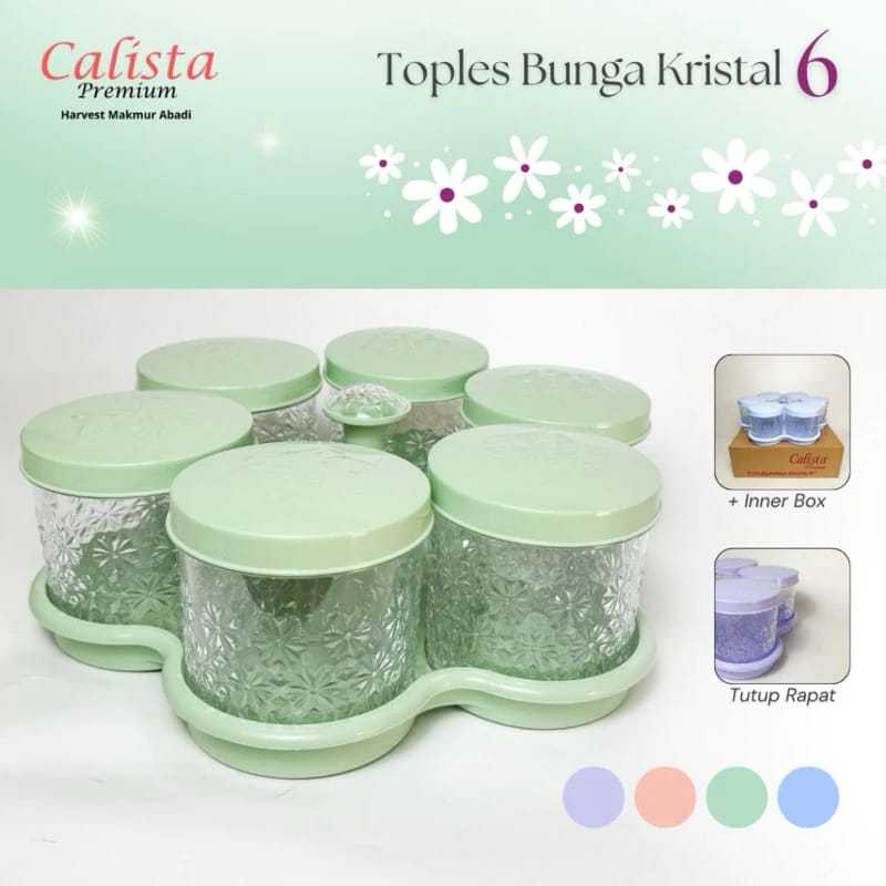 Callista Premium New Toples bunga Kristal 6 Daun Nampan READY WARNA PINK