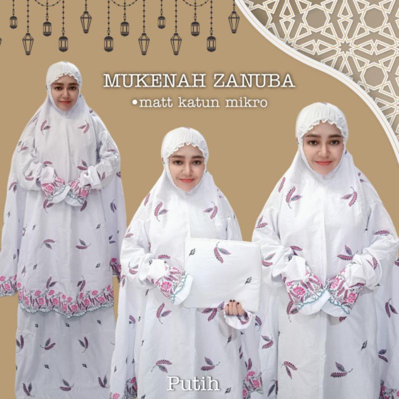 MUKENA ZANUBA, MUKENA SETELAN BERLENGAN KATUN MIKRO PREMIUM BORDIR