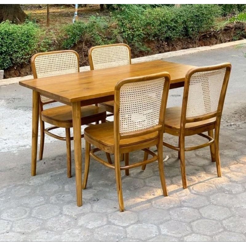 KURSI CAFE ROTAN KAYU JATI | KURSI MAKAN KURSI CAFE ROTAN FURNITURE JATI | KURSI CAFE ROTAN FURNITUR