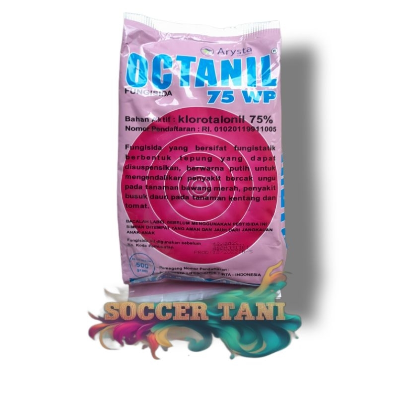 Octanil 75 WP 500gr (Fungisida)Bahan Aktif : klorotalonil 75%
