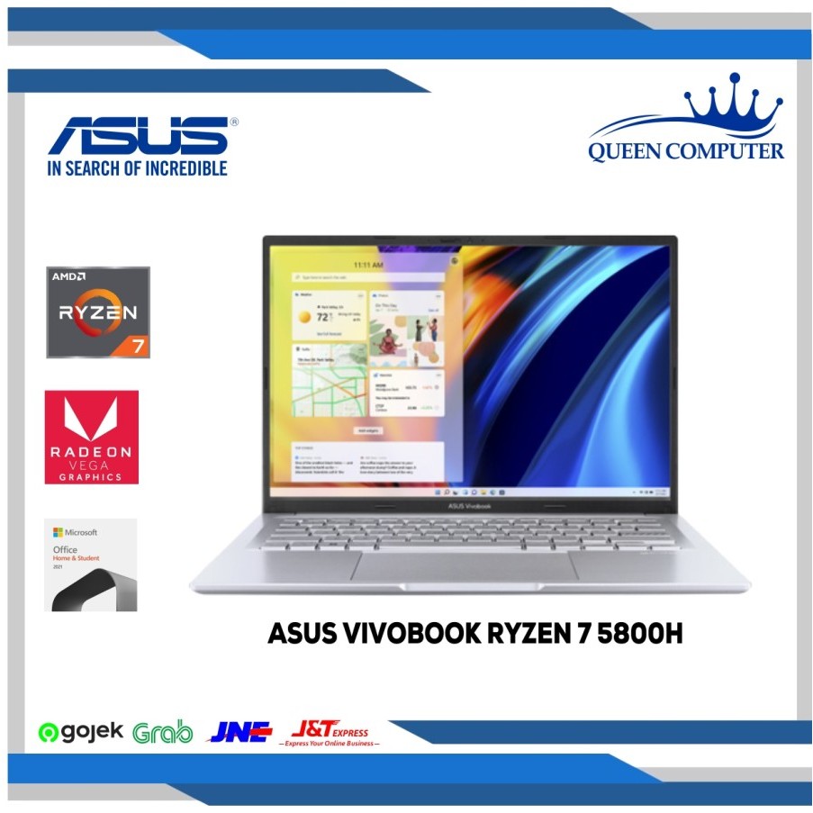 Laptop ASUS Vivobook AMD Ryzen 7 5800H 16GB 512GB W11 OHS 2021 Silver