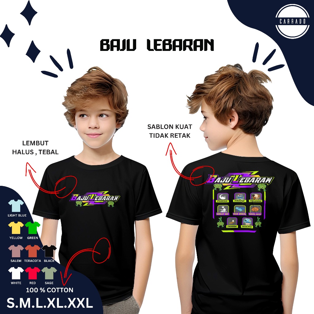 Baju Lebaran Anak 2024 Kaos Atasan Tshirt Anak Laki Laki Terbaru Keren 1445 Hijriah