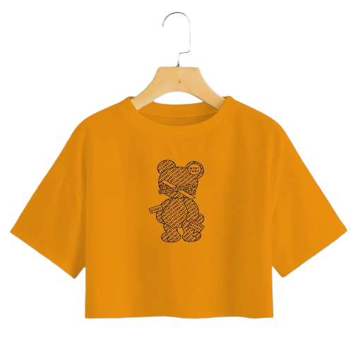CROP TOP MOTIF SIMPLE BEAR | OVERSIZE CROPTOP WANITA | KAOS CROP