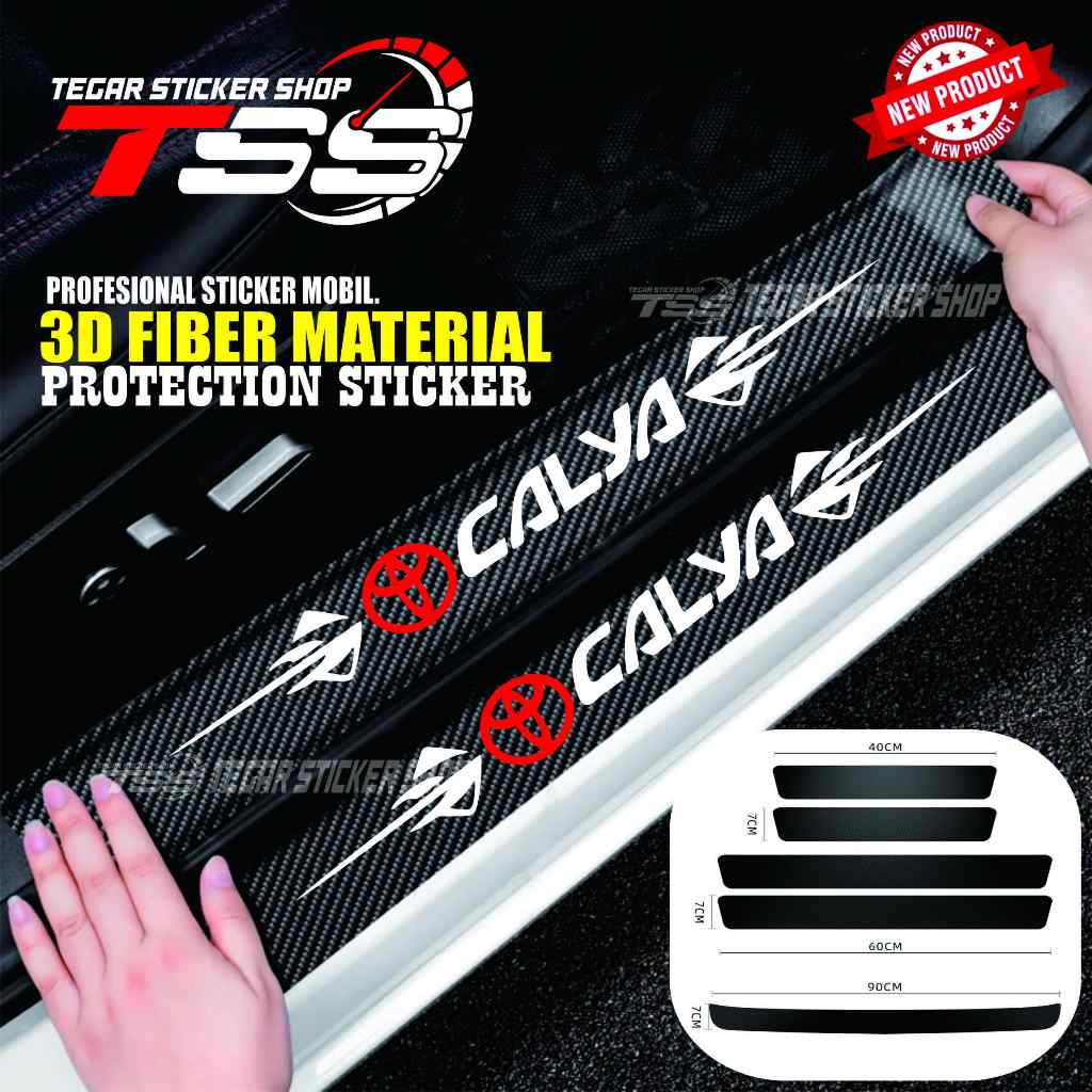 5 pcs sticker mobil calya sticker sill plate carbon 3D mobil toyota calya sticker carbon calya 3D pi