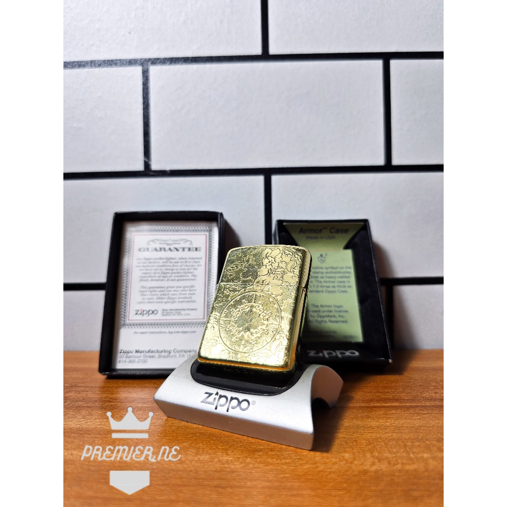 ZIPPO GOLD TEXTURE FLOWER ARMOR BRADFORD ORIGINAL USA WITH SEAL ORANGE