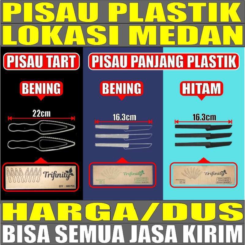 Trifinity Pisau Kue Tart Cake Ulang Tahun Martabak Bolu / Pisau Plastik Panjang Hitam Bening Murah P