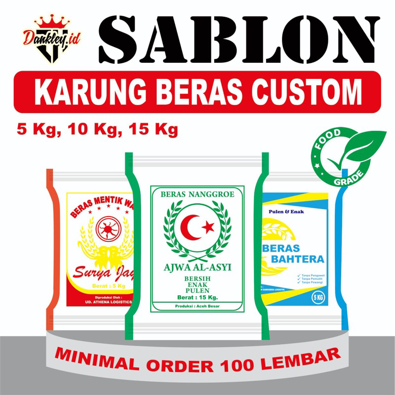 Sablon Karung Beras Custom 5 KG , 10 KG , 15 KG