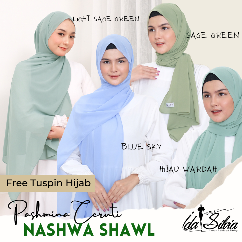 Pashmina / Shawl Ceruti Premium / Hijab Pasmina Baby Doll 180 x 75 / Ceruty / Hijau Wardah green Dus