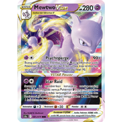 TCG INDONESIA MEWTWO V STAR HOLOGRAM EDISI POKEMON GO S10B 031/071