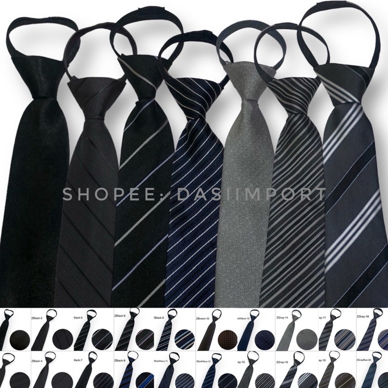 Diskon Spesial Dasi Instan Pria Langsung Pakai Dasi Dewasa Panjang Motif Instant Zipper Resleting Wa