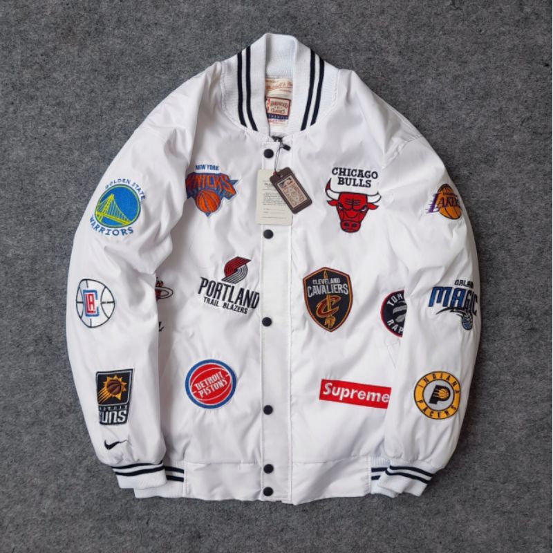 Jaket White Chicago Bulls | Varsiti Chicago Bulls Full Tag