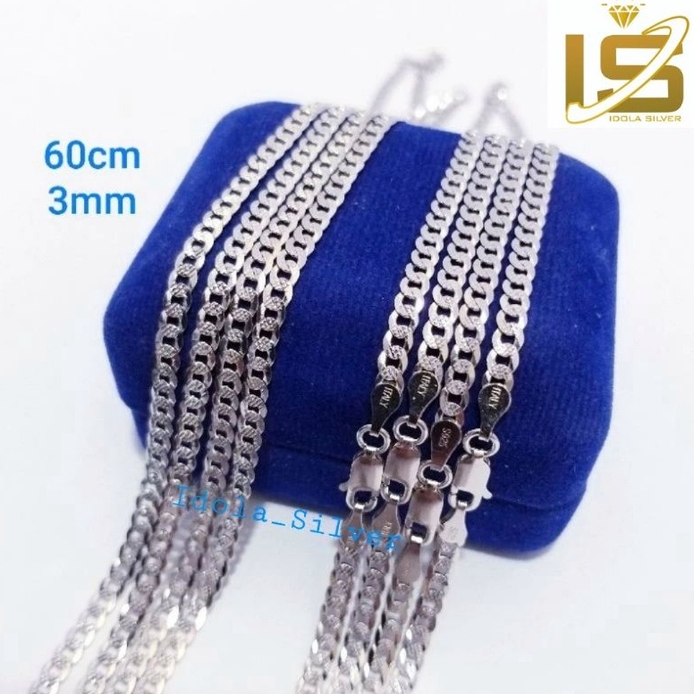 Super Laris Kalung Perak Asli Silver 925 Lapis Emas Putih Rantai Sisik Naga Ukir 6 Cm  Kalung Perak 