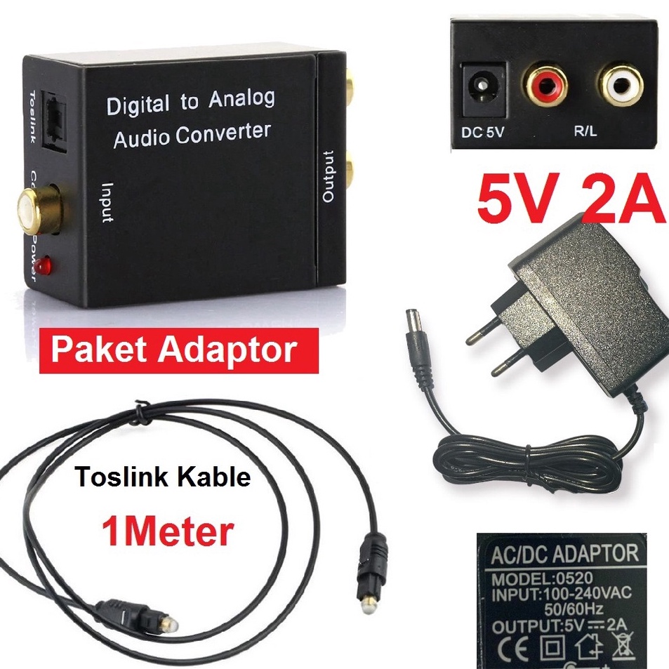 ZtJ digital ke analog audio converter paket adaptor toslink optical coaxial to rca untuk led tv