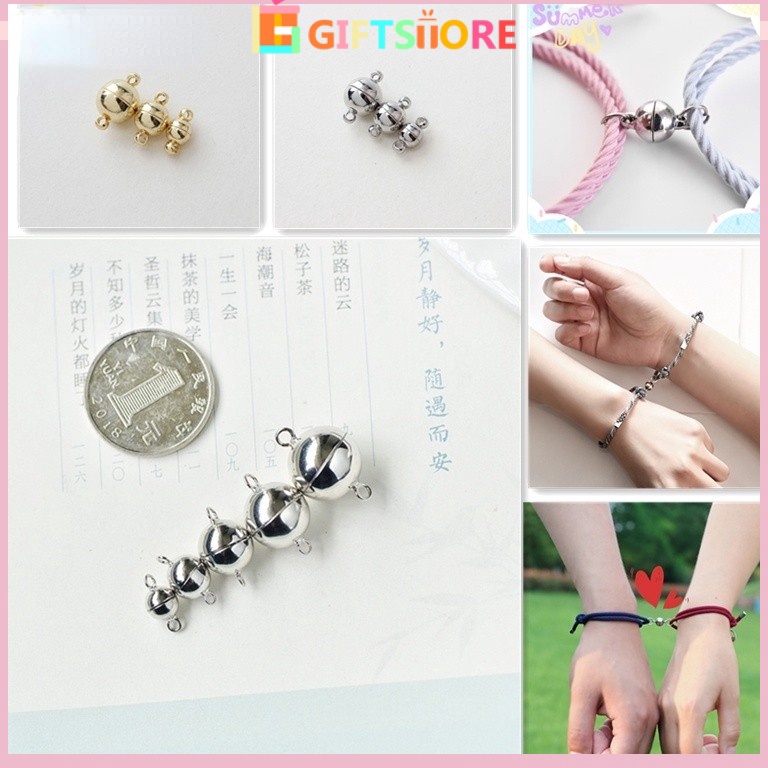 Makin murah COD1 Pasangan Magnetic Lobster Clasps Buckle Hook Round Ball Gesper Gelang Magnet DIY Je