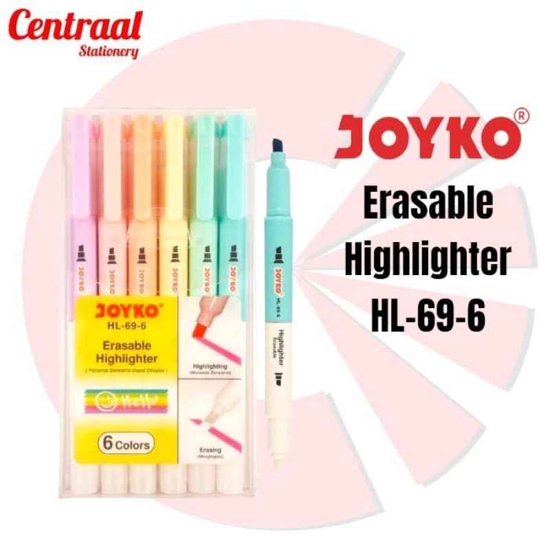 

Highlighter Joyko Erasable HL 69-6 ( 1Pak / 6Warna )
