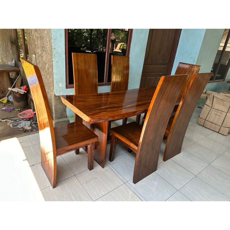 PROMO MEJA MAKAN BLOK KAYU TREMBESI | SET KURSI BLOK MAKAN KAYU SOAR | MEJA MAKAN KAYU TREMBESI