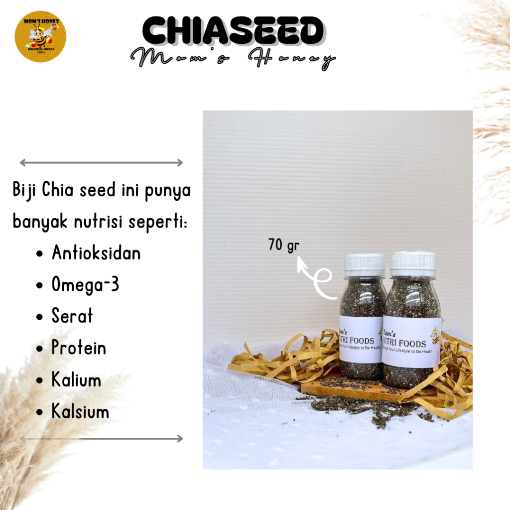 

Chia seed Organik 70 gram By Moms Honey / Chiaseed Kualitas Premium