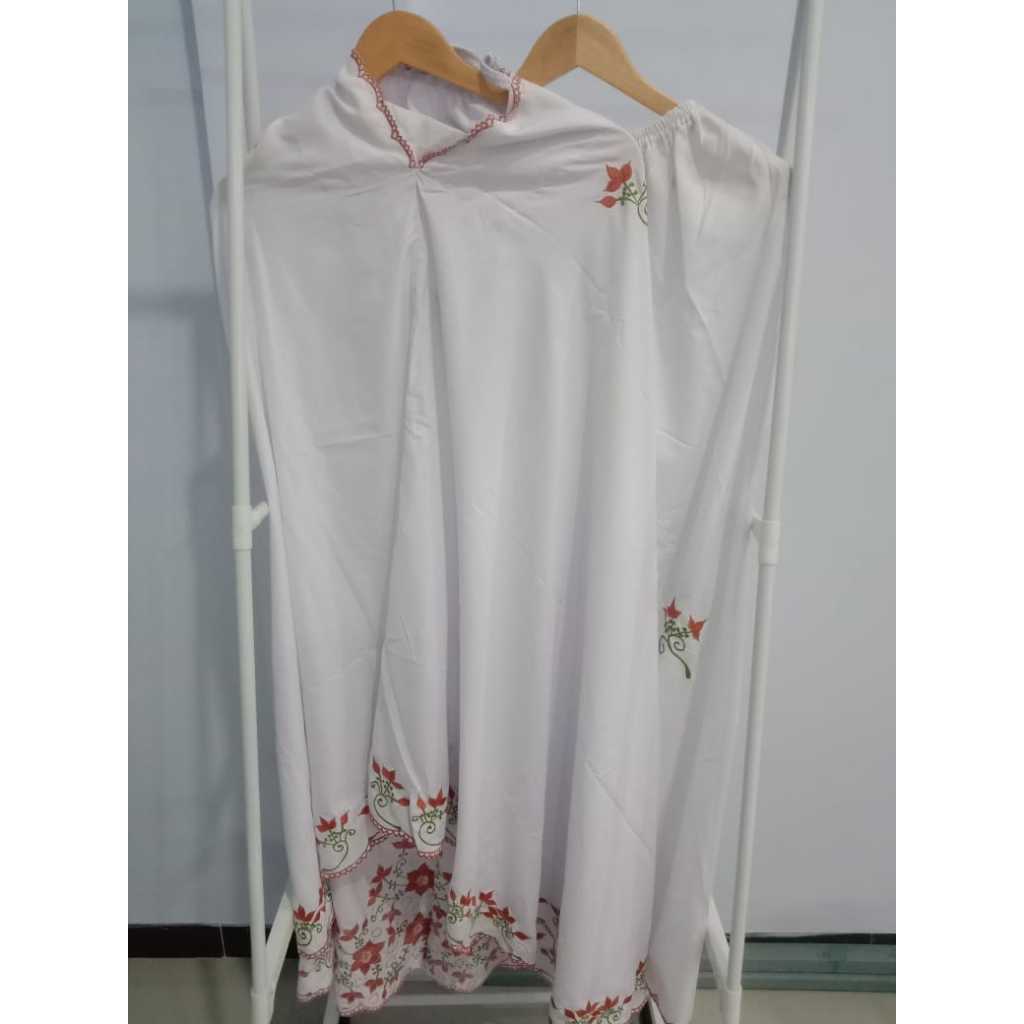 Mukena Setelan Sewwas Bordir - Mukena Dewasa Setelan Sewwas Bordir Bunga Cantik Berkualitas