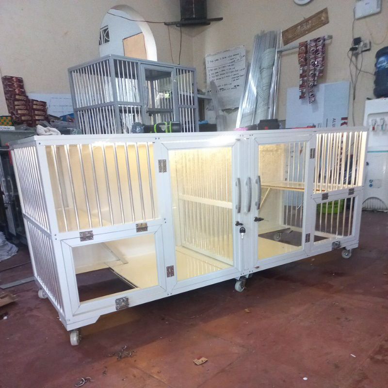 KANDANG KUCING 2 KAMAR ALUMUNIUM PANJANG