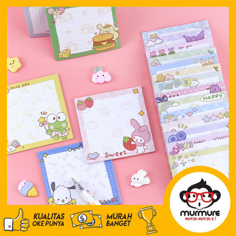 

MURMURE I STICKY NOTES PAD / STICKY NOTE PENANDA HALAMAN / MEMO PAD MOTIF SANRIO KUROMI CINNAMONROLL