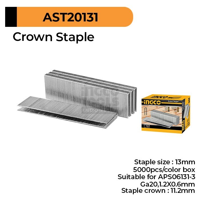 

Crown Staples (U 13 mm) INGCO AST20131 - Refill Isi Steples Tembak U13