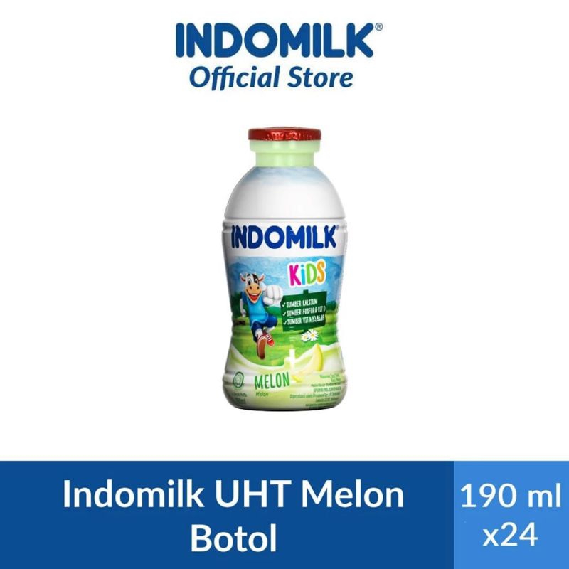 

[1 Karton] Indomilk UHT Melon Botol 190 ml isi 24 pcs