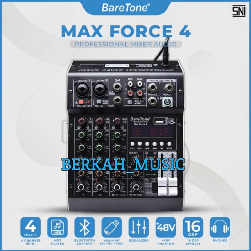 Baretone mixer audio Max force 4 original Mixer 4 Channel