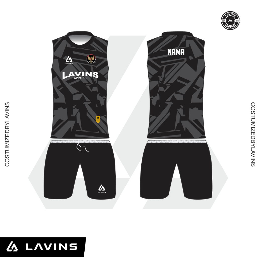 JERSEY ROMPI FUTSAL HITAM  PRINTING BISA SATUAN