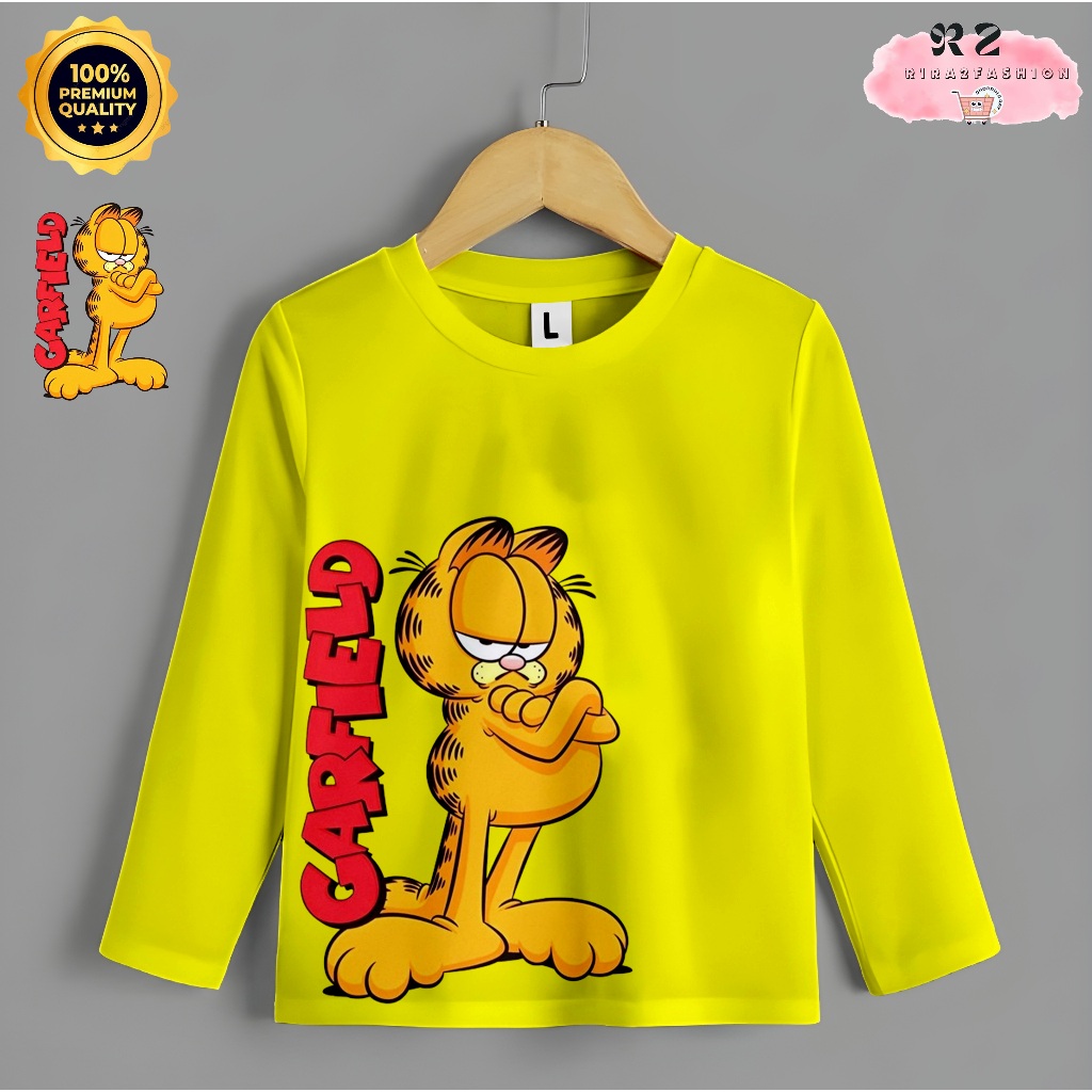 Baju kaos atasan anak GARFIELD tangan panjang bahan premium