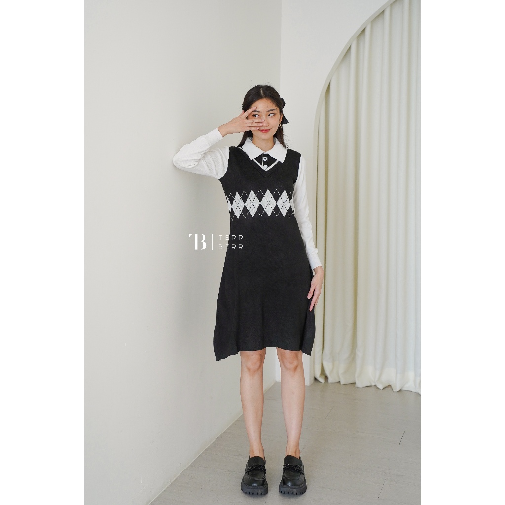 Kyungmi Dress Vintage Korean School Girl Uniform | Dress seragam Knit Korea Harajuku | Tutu Dress Tu
