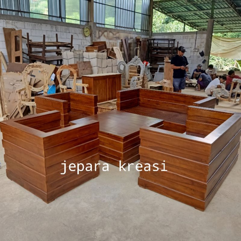 kursi tamu jumbo bok minimalis kayu jati, kursi tamu minimalis modern kayu jati