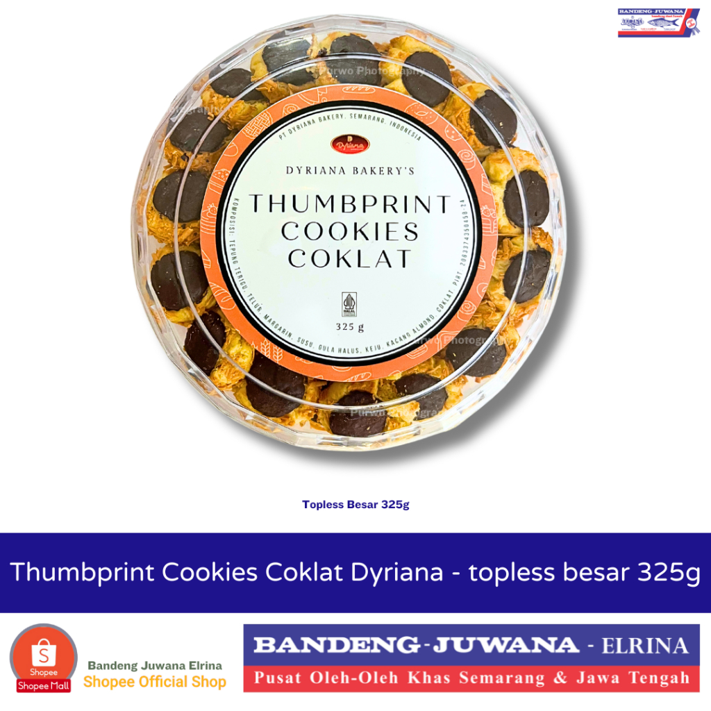 

Thumbprint Cookies Coklat topless besar 325g merek Dyriana