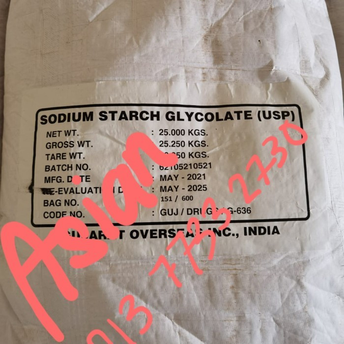 

SODIUM STARCH GLYCOLATE - SSG - EXPLOTAB - EKSPLOTAB - PELINCIR - GLIDANT pharmaceutical grade
