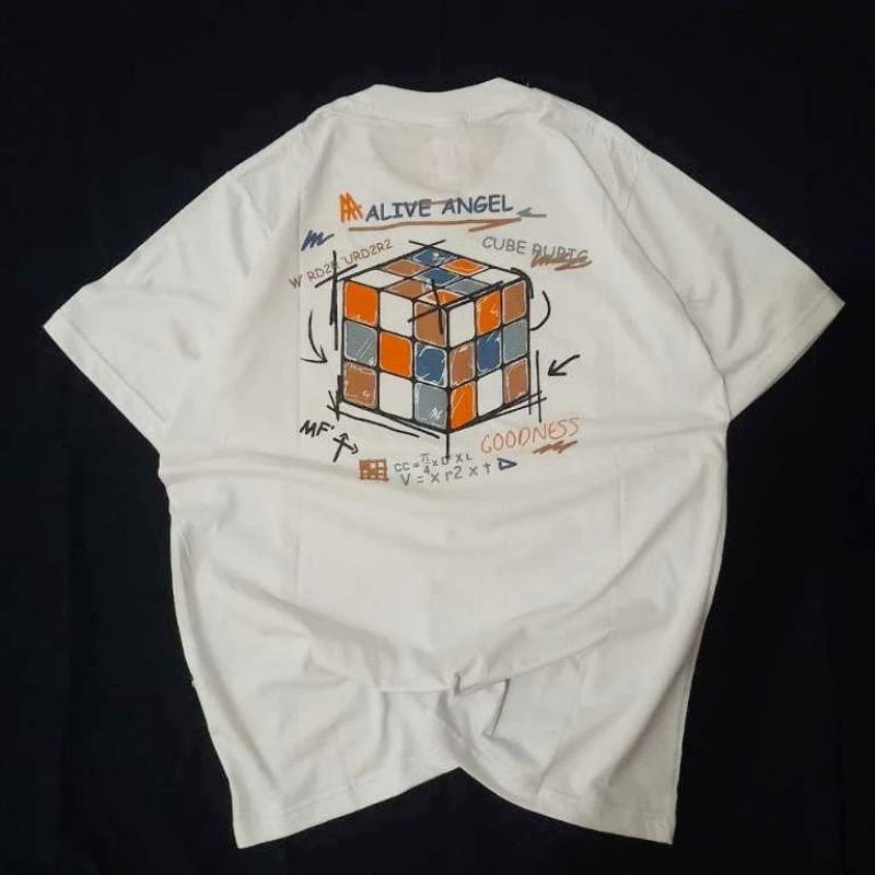 KAOS RUBIK'S ORI BAJU DISTRO PUTIH PRIA UNISEX ORIGINAL BRAND ALIVE ANGEL / KAOS PUTIH PREMIUM / BAJ