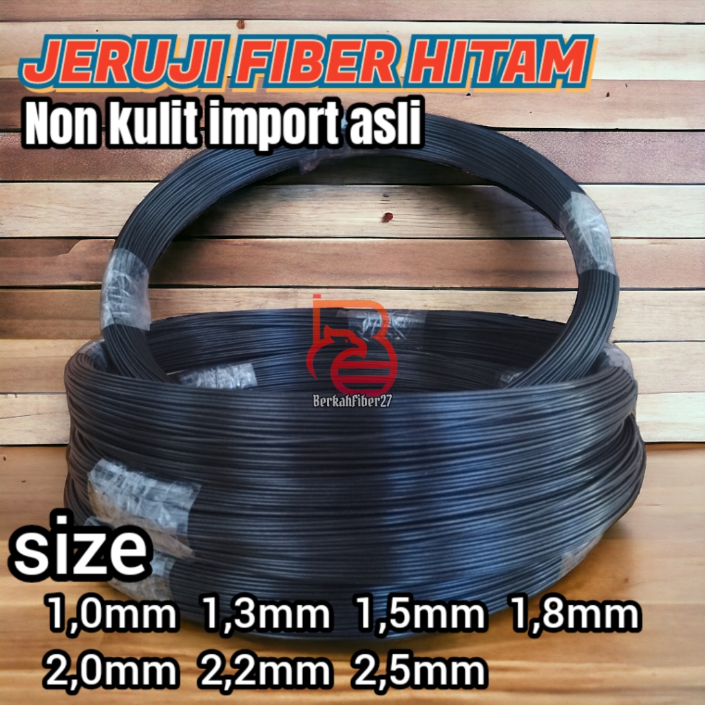 Jeruji fiber Hitam 50 meter ukuran 1,8mm. 2mm dan 2.2mm 2.5 non kulitan import untuk sangkar burung 