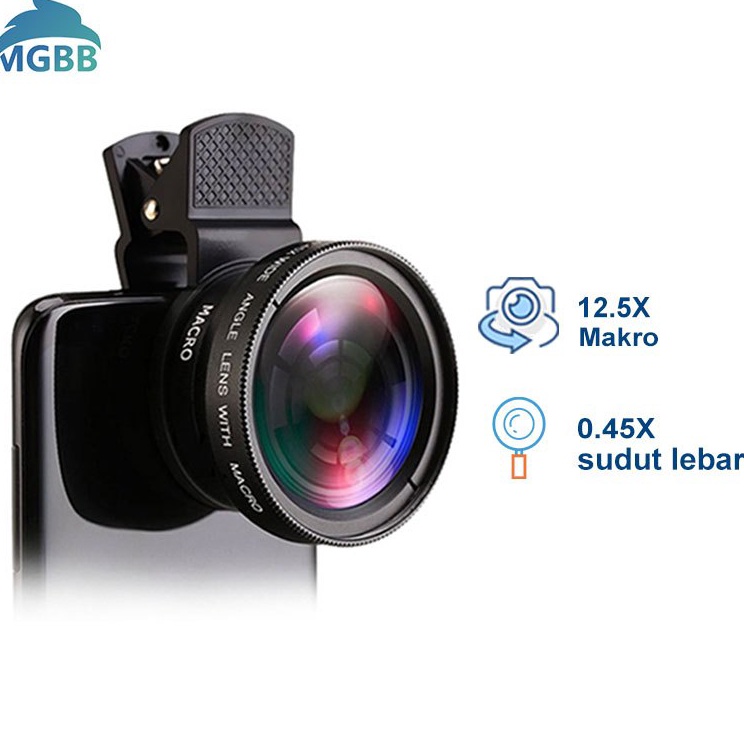 IkQ MGBB 2 In 1 lensa ultra wide hp macro lens Smartphone Aksesoris lensa pembesar hp 125X Camera HP