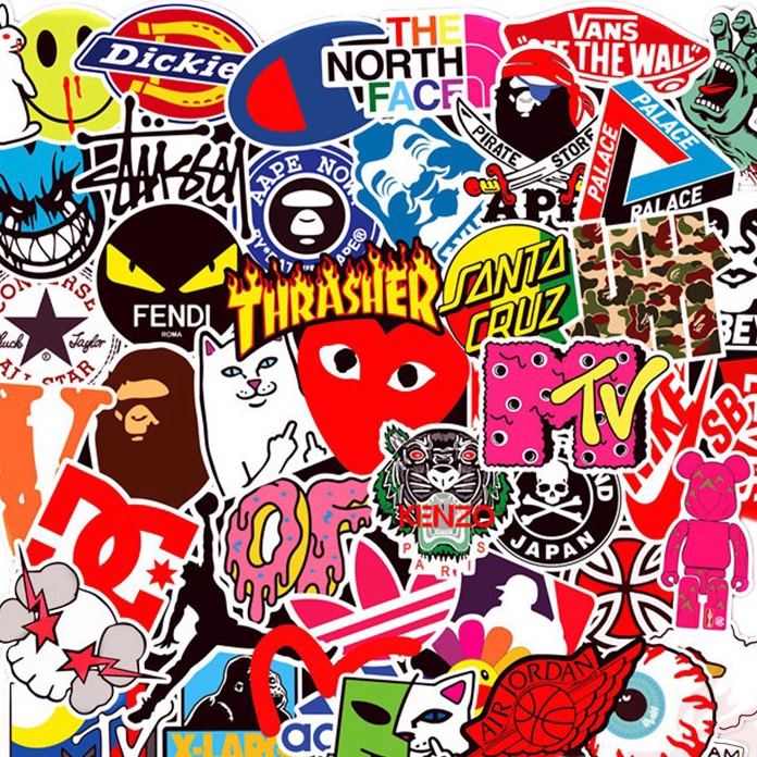 

Terlaku 5 pcs STIKER LOGO hypebeast graffiti Sticker Vinyl Laptop Waterproof DIY HP motor helm mobil ipad tablet